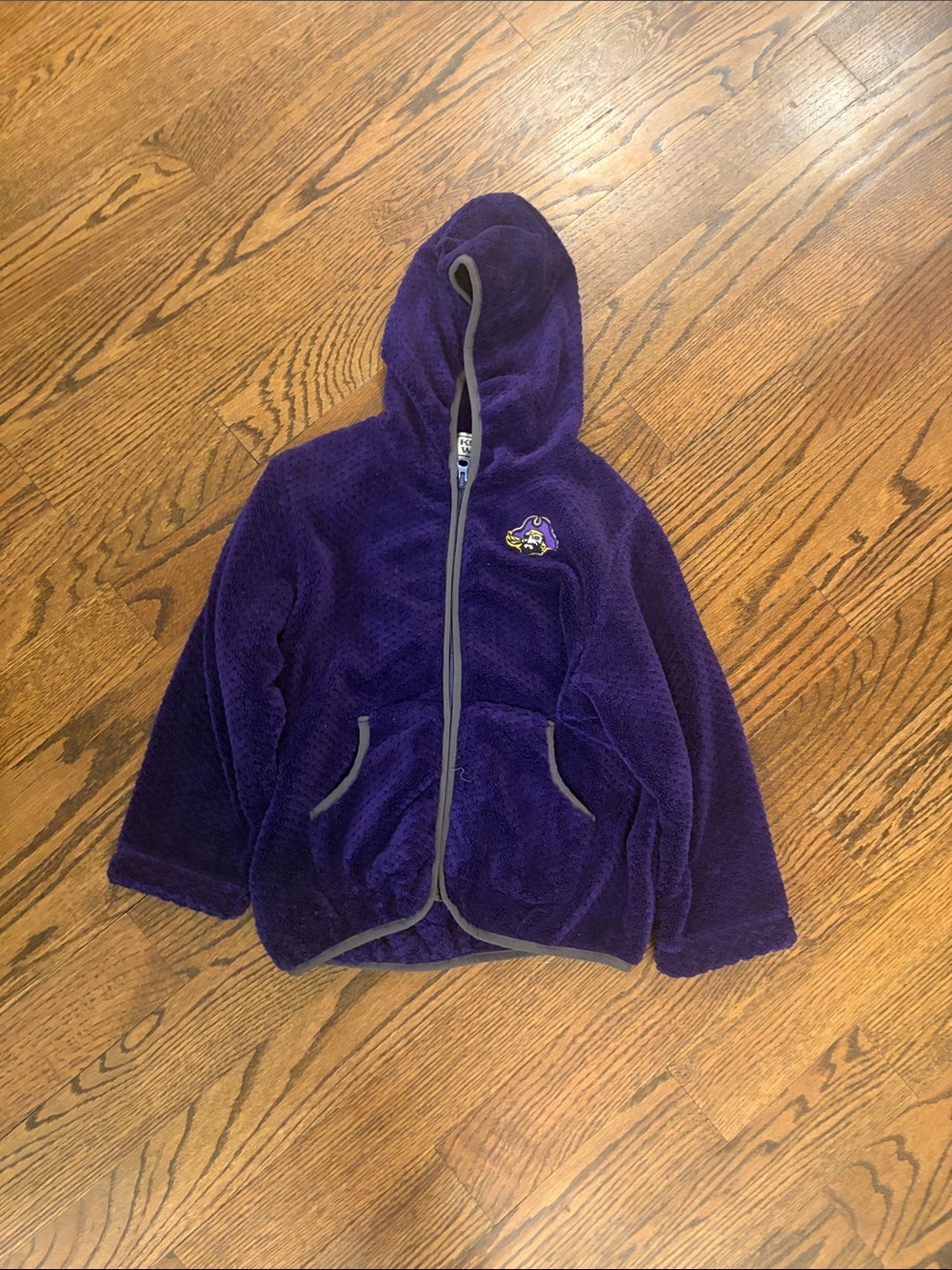 Plush Hooded Kids Jacket in Deep Purple